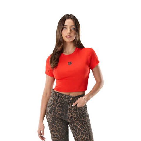 Womens Fox Head Rib Baby Tee