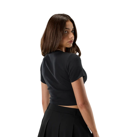Womens Fox Head Rib Baby Tee
